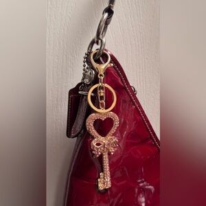 Elegant Pink Rhinestone Heart Key Chain, Crystal Key Ring, Bag Charm